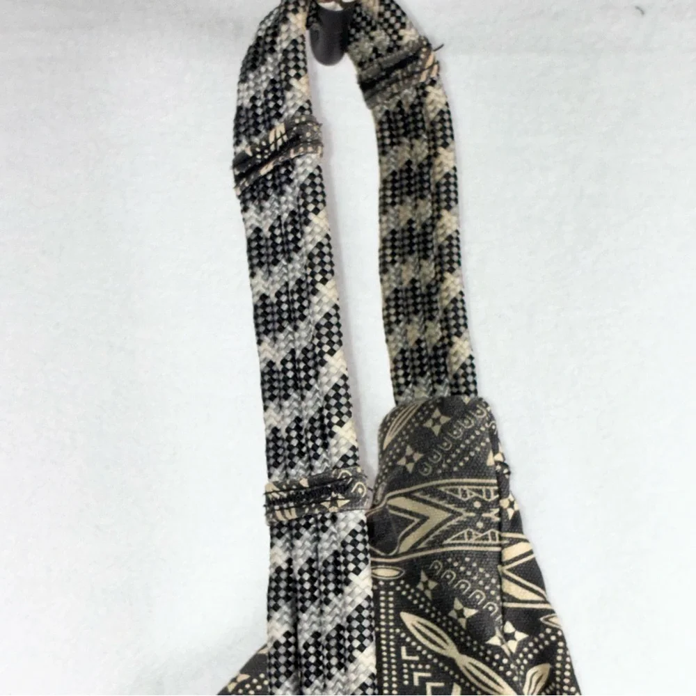 KAVU Charcoal Tribal Rope Sling Bag Crossbody Purse Backpack Black Gray Canvas